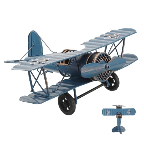 MAGICLULU Vintage-Flugzeug- Kleines Doppeldecker-Modell Metall-Flugzeug-Desktop-Ornament 8 45 X 6 96 X 3 54 Zoll Blau MAGICLULU Vintage-Flugzeug- Kleines Doppeldecker-Modell Metall-Flugzeug-Desktop-Ornament 8 45 X 6 96 X 3 54 Zoll Blau von MAGICLULU