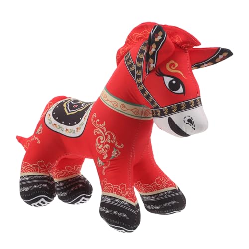 MAGICLULU Zodiac Pferdekissen Tragbares Stofftier Dekorative Pferdepuppe Dekorative Puppe Pferdefiguren Plüschpferdpuppe Kuscheltier Pferde Für Pferd Weicher Kurzer Plüsch Rot von MAGICLULU
