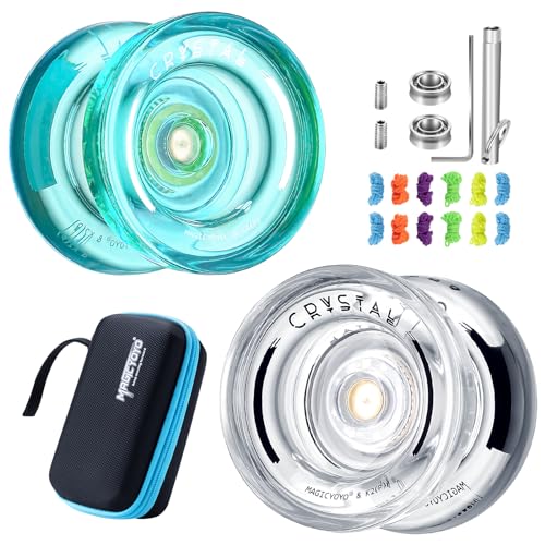 MAGICYOYO K2 Kinder Pack of 2, Responsive Yoyo Profi Jojo Mit Leerlauf, Trick Jojo Dual Purpose Jojo Anfänger, with Unresponsive Yoyo kugellager Kit + 12 Yoyo Strings + Yoyo Case (Grün + Weiß) von MAGICYOYO