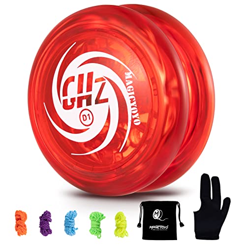 MAGICYOYO D1 GHZ Responsive JoJo für Kinder, Jo-jo für Anfänger mit 5 Yoyo-Saiten, Yoyo Handschuh, JoJo Tasche (Red) von MAGICYOYO