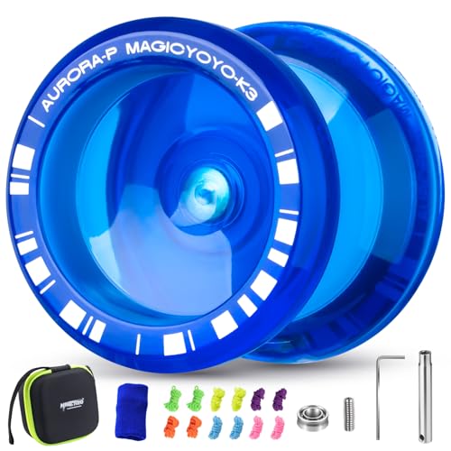 MAGICYOYO JoJo K3 Aurora-p, Profi JoJo mit Leerlauf und Kugellager, Responsive und Unresponsive Yoyo für Kinder, Doppelzweck Trick Jo Jo für Erwachsene, mit 12-Saiten, Lagersatz, Gehäuse (Dunkelblau) MAGICYOYO JoJo K3 Aurora-p, Profi JoJo mit Leerlauf und Kugellager, Responsive und Unresponsive Yoyo für Kinder, Doppelzweck Trick Jo Jo für Erwachsene, mit 12-Saiten, Lagersatz, Gehäuse (Dunkelblau) von MAGICYOYO