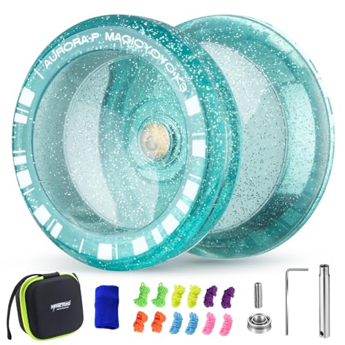 MAGICYOYO JoJo K3 Glitzergrün, Profi JoJo mit Leerlauf und Kugellager, 2 In 1 Responsive & Unresponsive Jo Jo, Neospin Yoyo für Kinder und Anfänger, Magic Jo-Jo mit 12-Saiten, Lagersatz, Gehäuse MAGICYOYO JoJo K3 Glitzergrün, Profi JoJo mit Leerlauf und Kugellager, 2 In 1 Responsive & Unresponsive Jo Jo, Neospin Yoyo für Kinder und Anfänger, Magic Jo-Jo mit 12-Saiten, Lagersatz, Gehäuse von MAGICYOYO
