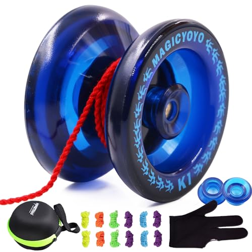 MAGICYOYO K1-Plus Profi Responsive JoJo für Kinder Anfänger, Pro Jojos für Mädchen, Jungen, Magic Yoyo K1 Jo Jo Kunststoff mit 12 Jo-jo-Saiten Set, Marineblau von MAGICYOYO