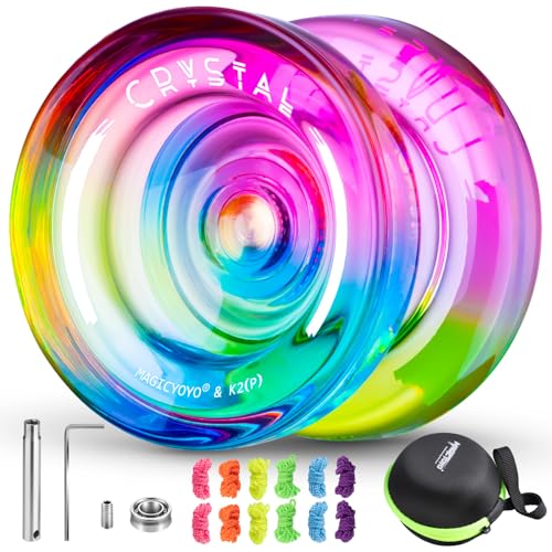 MAGICYOYO K2 Responsive Yoyo für Kinder, Dual Purpose JoJo für Anfänger, Kristall JoJo with Replacement Unresponsive Yoyo Bearing + 12 YoYo Strings + Removal Tool+ Axle + Yo-Yo Bag von MAGICYOYO