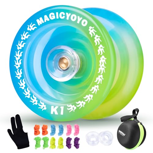 MAGICYOYO Kinder JoJo K1 für 8-12 oder höher, Ansprechbares JoJo Kristall Yoyo Blau Gelb, Professionelle Tricks Yoyo für Erwachsene mit 12 Yo Yo Saiten, 2 Hubstacks, Yo-Yo Handschuh und Jo Jo Koffer MAGICYOYO Kinder JoJo K1 für 8-12 oder höher, Ansprechbares JoJo Kristall Yoyo Blau Gelb, Professionelle Tricks Yoyo für Erwachsene mit 12 Yo Yo Saiten, 2 Hubstacks, Yo-Yo Handschuh und Jo Jo Koffer von MAGICYOYO