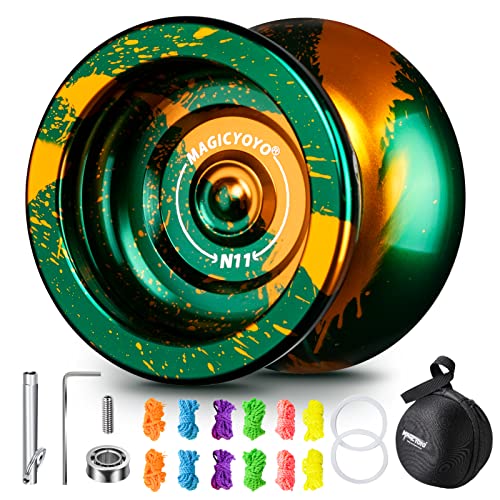 MAGICYOYO N11 Profi Unresponsive Yoyo - Metall Dual Purpose für Kinder und Fortgeschrittene mit Ersatz-Bearing, 12 Schnüren, Entfernungswerkzeug, Box und Alxe (Grünes Gold) MAGICYOYO N11 Profi Unresponsive Yoyo - Metall Dual Purpose für Kinder und Fortgeschrittene mit Ersatz-Bearing, 12 Schnüren, Entfernungswerkzeug, Box und Alxe (Grünes Gold) von MAGICYOYO