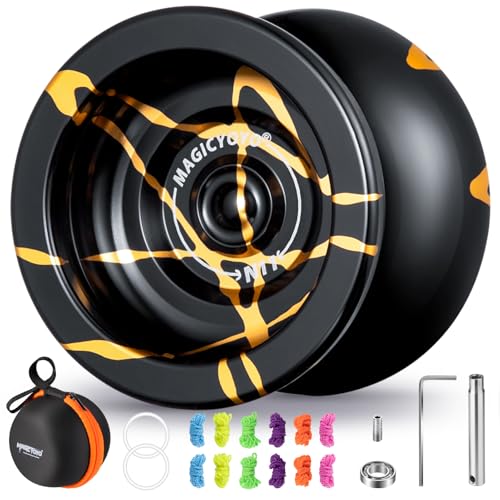 MAGICYOYO N11 Profi JoJo, Doppelzweck JoJo mit Leerlauf und Kugellager, Responsive und Unresponsive Jo Jo, Trick Jo-Jo für Kinder und Erwachsene, Metall Jo Jo mit 12 Saiten, Gewichtsringe, Lagersatz von MAGICYOYO
