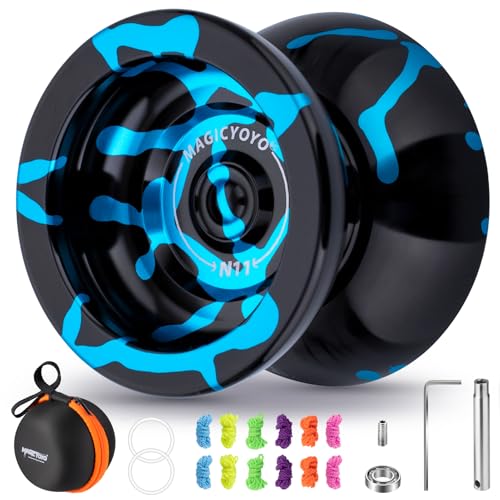 MAGICYOYO N11 Profi Jojo, Responsive & Unresponsive Yoyo für Erwachsene, Festliches Schädel Design, Jojo mit Leerlauf und Kugellager, Metall Jo-jo mit 12-Saiten, Gewichtsring, Lager Kit (Schwarz Blau) MAGICYOYO N11 Profi Jojo, Responsive & Unresponsive Yoyo für Erwachsene, Festliches Schädel Design, Jojo mit Leerlauf und Kugellager, Metall Jo-jo mit 12-Saiten, Gewichtsring, Lager Kit (Schwarz Blau) von MAGICYOYO