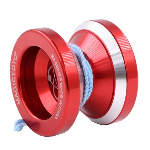 MAGICYOYO N8 Jojos Profi Responsive JoJo & Unresponsive Jo-jo für Kinder, Teen, Erwachsene Geschenk, Anfänger bis Fortgeschrittene Jo Jo Metall mit Unresponsive Lager+ Entferner+ 10 Yoyo-Saiten (Rot) von MAGICYOYO