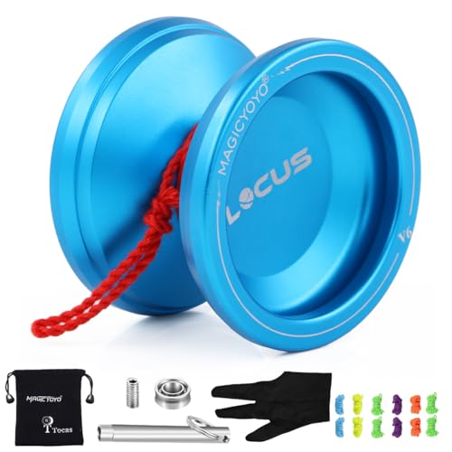 MAGICYOYO Jojos V6 Locus Pro Dual-Functional | Metall Responsive JoJo Ball mit Unresponsive Lager+ 12 Strings+ Ableger+ Tasche | Kinder bis Erwachsener Jo-jo | Anfänger bis Fortgeschrittene | Blau von MAGICYOYO