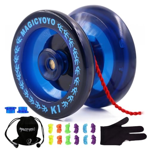 MAGICYOYO K1 Responsive JoJo für Kinder, Erwachsene, Jojos für Anfänger bis Profi, Yo-yo Ball mit Jo Jo Tasche+ Handschuh+ 12 Jo-jos Saiten+ 2 Yo-yo Hubstacks Kit, Blau MAGICYOYO K1 Responsive JoJo für Kinder, Erwachsene, Jojos für Anfänger bis Profi, Yo-yo Ball mit Jo Jo Tasche+ Handschuh+ 12 Jo-jos Saiten+ 2 Yo-yo Hubstacks Kit, Blau von MAGICYOYO