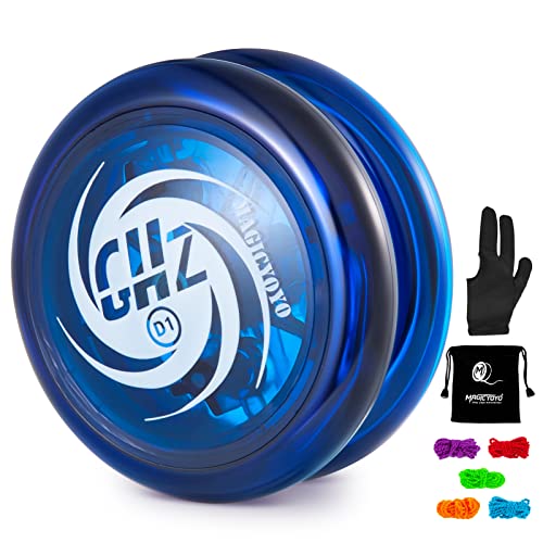 MAGICYOYO JoJo Kinder D1, Profi Yoyo für Kinder Anfänger, Responsive 2A Looping Yoyo, Durable Plastic Jo Jo mit 5 Yo Yo Strings, YoYo Bag, JoJo Glove(Blau) von MAGICYOYO