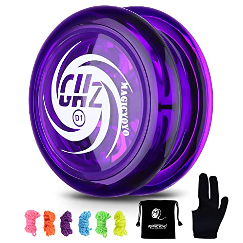 MAGICYOYO Responsive Yoyo D1 GHZ, Professionelle Kinder JoJo, 2A Looping Yoyo für Kinder Anfänger + 6 Yoyo Strings + Jo jo Glove + Yo-yo Storage Bag (Kristall Lila) von MAGICYOYO