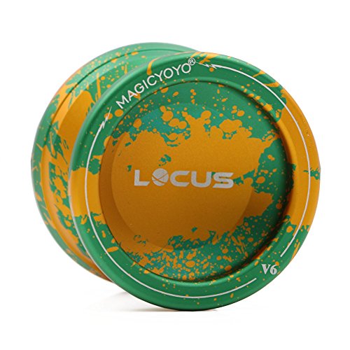 MAGICYOYO Profi JoJo für Kinder, Anfänger Jojos, Responsive Jojos für Erwachsene, Magic Yoyo V6 Locus Metall Jo-Jo Ball mit Yo-yo Handschuh+ Tasche+ 5 Jo-jos Saiten, Grün & Orange von MAGICYOYO