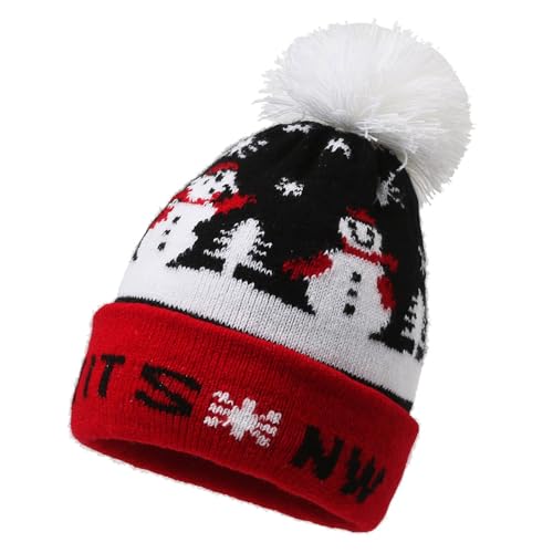 MAGIMODAC Weihnachtsmütze Kinder Weihnachten Wintermütze Lustig Xmas Gestrickte Beanie Mütze Christmas Strickmütze Warm Weihnachtshut mit Stickerei Junge Mädchen Rot Schwarzer Schneemann MAGIMODAC Weihnachtsmütze Kinder Weihnachten Wintermütze Lustig Xmas Gestrickte Beanie Mütze Christmas Strickmütze Warm Weihnachtshut mit Stickerei Junge Mädchen Rot Schwarzer Schneemann von MAGIMODAC