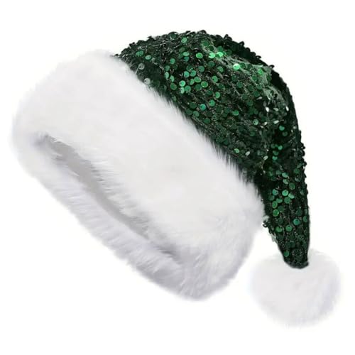 MAGIMODAC Weihnachtsmütze Plüsch Rand Nikolausmütze mit Pailletten Xmas Festlich Wintermütze Weihnachtsmann Santa Hut Warme Dicker Fellrand Karneval Grün MAGIMODAC Weihnachtsmütze Plüsch Rand Nikolausmütze mit Pailletten Xmas Festlich Wintermütze Weihnachtsmann Santa Hut Warme Dicker Fellrand Karneval Grün von MAGIMODAC