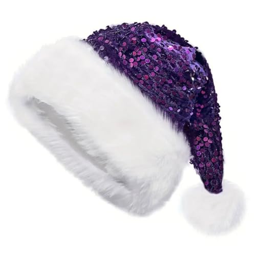 MAGIMODAC Weihnachtsmütze Plüsch Rand Nikolausmütze mit Pailletten Xmas Festlich Wintermütze Weihnachtsmann Santa Hut Warme Dicker Fellrand Karneval Lila MAGIMODAC Weihnachtsmütze Plüsch Rand Nikolausmütze mit Pailletten Xmas Festlich Wintermütze Weihnachtsmann Santa Hut Warme Dicker Fellrand Karneval Lila von MAGIMODAC