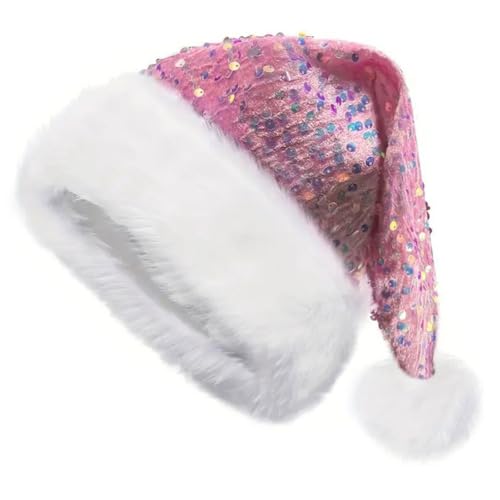 MAGIMODAC Weihnachtsmütze Plüsch Rand Nikolausmütze mit Pailletten Xmas Festlich Wintermütze Weihnachtsmann Santa Hut Warme Dicker Fellrand Karneval Rosa MAGIMODAC Weihnachtsmütze Plüsch Rand Nikolausmütze mit Pailletten Xmas Festlich Wintermütze Weihnachtsmann Santa Hut Warme Dicker Fellrand Karneval Rosa von MAGIMODAC