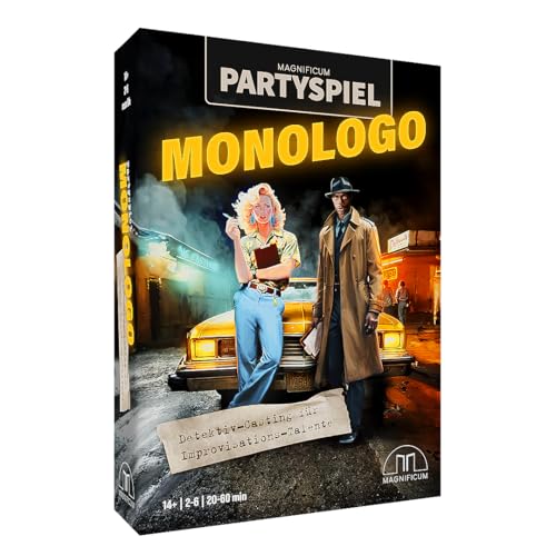 MAGNIFICUM Partyspiel: MONOLOGO - Der Party-Spaß für Improvisations-Talente, EIN Detektiv-Casting als Brettspiel | Kartenspiel Geburtstage Weihnachten Silvester von MAGNIFICUM