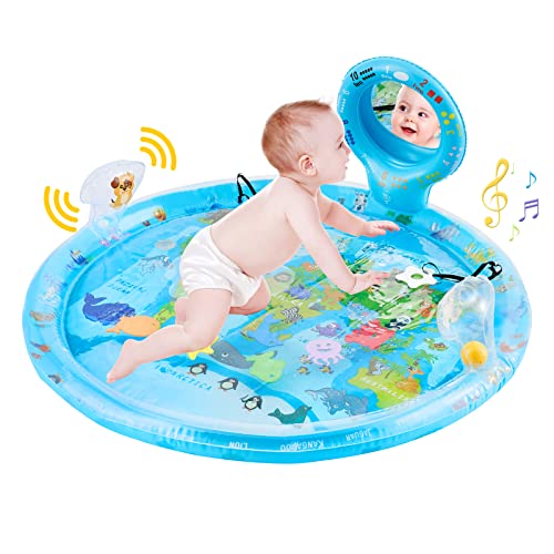 MAGOSIS 4-in-1 Wasserspielmatte für Babys – Aufblasbare Tummy Time Matte mit Spiegel, Beißringen & Rasseln – Sensorikspielzeug für Mädchen & Jungen ab 3 6 9 12 Monate von MAGOSIS