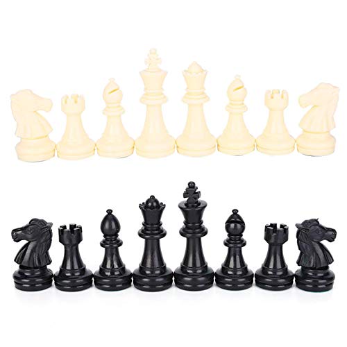 MAGT Schachfiguren-Set, Tragbare Internationale Schachspiel Kunststoff Schach-Set komplett Chessmen Set Schwarz Weiß für Erwachsene und Kinder mit 60 Spielregeln Karten (Größe : 64MM) von MAGT