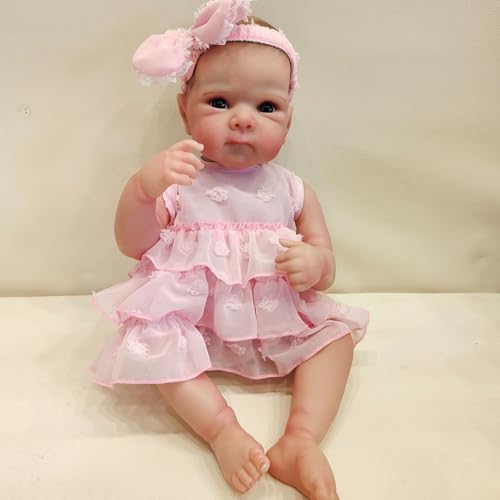 MAIDEDOLL Bettie Baby-Puppe aus weichem Silikon, 45,7 cm, mit bemalten, lebensechten Haaren, waschbar, Reborn-Baby-Mädchen-Puppe von MAIDEDOLL