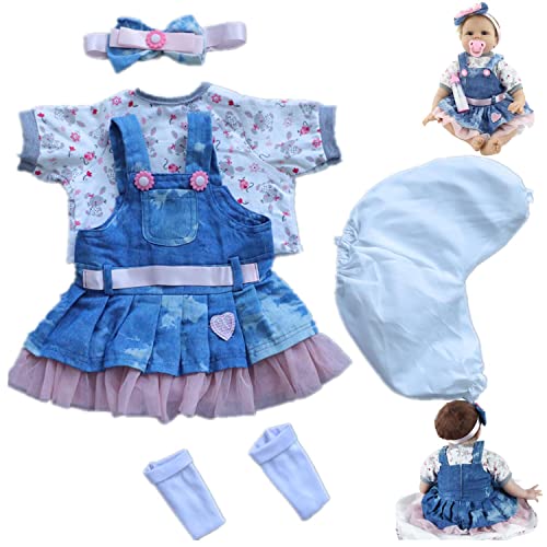 Konipl Reborn Baby Doll Clothes for 17-22 Inch Newborn Baby Doll Girl, Baby Doll Clothes Outfit Accessories fit 17-22 Inch Reborn Baby Doll Girl【Denim Skirt 5pcs Set 】 Konipl Reborn Baby Doll Clothes for 17-22 Inch Newborn Baby Doll Girl, Baby Doll Clothes Outfit Accessories fit 17-22 Inch Reborn Baby Doll Girl【Denim Skirt 5pcs Set 】 von MAIHAO