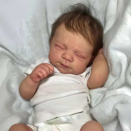 MAIHAO 18 Zoll Reborn Puppe Lebensechte Babypuppe Reborn Babys Realistische Puppen Weicher Baumwollkörper Sieht aus wie EIN echtes Baby (Jungen mit geschlossenen Augen) (Weiß) von MAIHAO