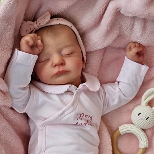 MAIHAO 19zoll 49cm lebensechte babypuppe Reborn Babys mädchen silikon Puppe Junge wie echtes Toddler realistische Schlafen Dolls Augen zu von MAIHAO