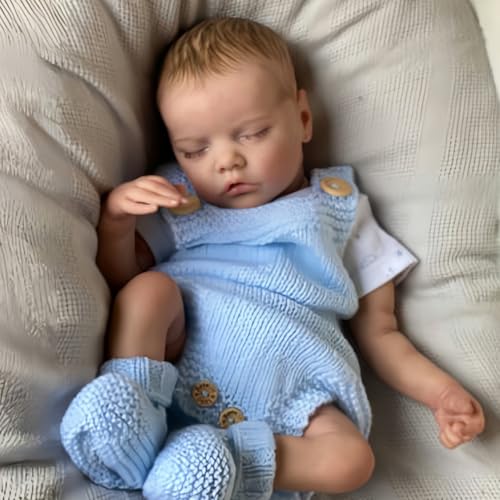 MAIHAO 18 Zoll Reborn Puppe Lebensechte Babypuppe Reborn Babys Realistische Puppen Weicher Baumwollkörper Sieht aus wie EIN echtes Baby (Jungen mit geschlossenen Augen) (Blau) von MAIHAO