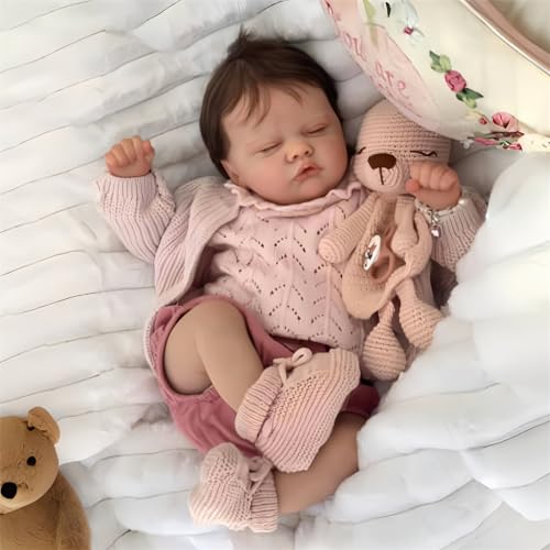 MAIHAO Reborn Babypuppe Mädchen 19 Zoll Handgefertigt Wiedergeborene Babys Weicher Stoffkörper Reborn Puppe Sieht aus wie EIN echtes Baby (Mädchen mit Geschlossenen Augen) von MAIHAO