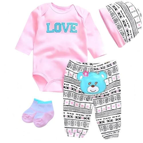 Reborn-Babypuppen Kleidung süßes Bären und Love“ Muster 4-teiliges Set für 17–22 Zoll große Neugeborene Babypuppen Mädchen, Babypuppenkleidung Outfit-Zubehör passend für 43–55 Zoll Babypuppen Mädchen Reborn-Babypuppen Kleidung süßes Bären und Love“ Muster 4-teiliges Set für 17–22 Zoll große Neugeborene Babypuppen Mädchen, Babypuppenkleidung Outfit-Zubehör passend für 43–55 Zoll Babypuppen Mädchen von MAIHAO