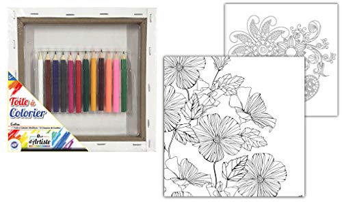 MAINS D'ARTISTE - Blumen-Ausmalbild - Kreativität - 030095 - Ausmalen - Zufälliges Muster - Kinder-Spielzeug - Kreativität - Bastelaktivitäten - Komplettes Set - Ab 5 Jahren von MAIN D'ARTISTE
