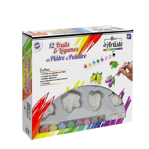 Main D'ARTISTE Box mit 12 FR�chten von 7 cm in Gips zum Malen + 8 Messl�ffel Farbe + 1 Pinsel Main D'ARTISTE Box mit 12 FR�chten von 7 cm in Gips zum Malen + 8 Messl�ffel Farbe + 1 Pinsel von MAIN D'ARTISTE