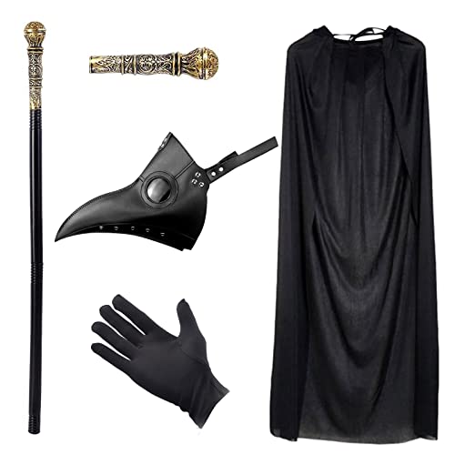 MAINOSHY Halloween Cosplay Kostüm, Pestarzt Maske Lange Nase Retro Leder Vogelmaske Halloween Kapuzenumhang Königsstab Schwarze Handschuhe Halloween Kostüm Requisiten Party Verkleidung MAINOSHY Halloween Cosplay Kostüm, Pestarzt Maske Lange Nase Retro Leder Vogelmaske Halloween Kapuzenumhang Königsstab Schwarze Handschuhe Halloween Kostüm Requisiten Party Verkleidung von MAINOSHY