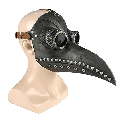 MAINOSHY Pest Arzt Kostüme Set, Pest Arzt Maske Vogel Schnabel Maske Schwarz Robe Mantel Top Hut Kreuz Halskette Balaclava Skepter Handschuhe Halloween Karneval Fancy Kleid Cosplay Steampunk Kostüm von MAINOSHY
