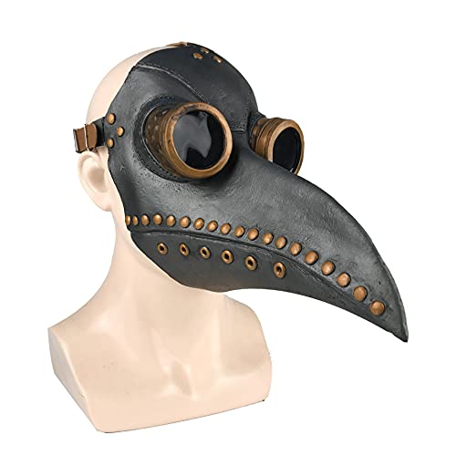 MAINOSHY Pest Arzt Kostüme Set, Pest Arzt Maske Vogel Schnabel Maske Schwarz Robe Mantel Top Hut Kreuz Halskette Balaclava Skepter Handschuhe Halloween Karneval Fancy Kleid Cosplay Steampunk Kostüm von MAINOSHY