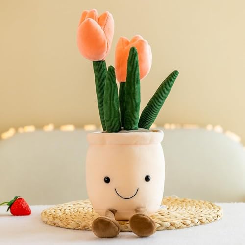 MAIPAI 35cmTulpe Plüschtier,Tulpe Blumentopf Plüschtier Spielzeug,Niedliche Tulpe Blumentopf Plüschtiere Wurfkissen Weiche Pflanzen Plüsch Puppe für Kinder Plüsch Figur Geschenk(Rosa) von MAIPAI