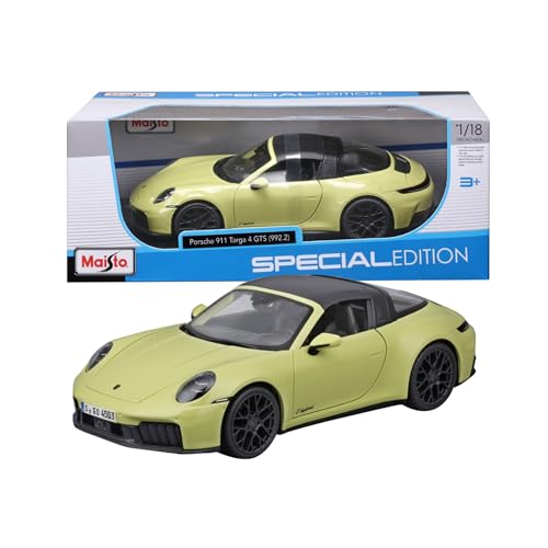 Maisto - Porsche 911 Targa 4 GTS Hybrid 2025 Maßstab 1:18, Diecast-Auto mit 4 zu Öffnenden Teilen, Porsche-Lizenz, Detailgetreu, Zufällige Auswahl, Alter 3+ Maisto - Porsche 911 Targa 4 GTS Hybrid 2025 Maßstab 1:18, Diecast-Auto mit 4 zu Öffnenden Teilen, Porsche-Lizenz, Detailgetreu, Zufällige Auswahl, Alter 3+ von MAISTO
