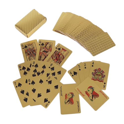 MAJORMENCH 1 Satz Goldene Folien Spielkarten wasserdichte Pokerkarten mit Glänzender Oberfläche für Unterhaltsame Spieleabende zu Hause Büro für Kartenspiele mit Freunden MAJORMENCH 1 Satz Goldene Folien Spielkarten wasserdichte Pokerkarten mit Glänzender Oberfläche für Unterhaltsame Spieleabende zu Hause Büro für Kartenspiele mit Freunden von MAJORMENCH