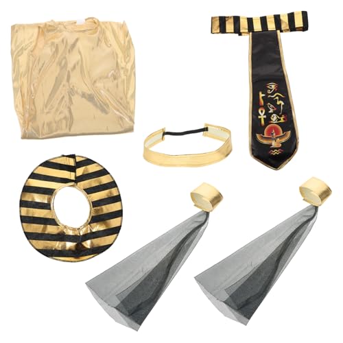 MAJORMENCH 1 Set Ägyptisches Rollenspiel-outfit: Ägyptisches Kostüm Mit Stirnband, Halsband – Geeignet Für Partys, Aufführungen, Feiern, Größe L (120–130 Cm) von MAJORMENCH