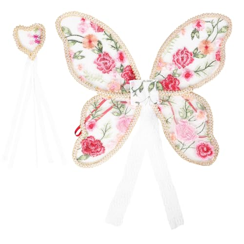 MAJORMENCH 1 Set Feenkostüme Feenflügel Schmetterlings-Anziehflügel Herz-Zauberstab-Set Halloween-Kostüm Anzieh Geburtstagsdekorationen Party-Spielzubehör von MAJORMENCH