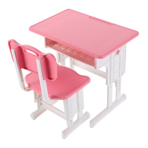 MAJORMENCH 1 Set Puppenhausmöbel: Miniatur-klassenzimmermöbel-zubehör, Schreibtisch Und Stuhl Aus Kunststoff, Modell, Mini-Puppe, Schulbedarf, Miniatur-puppenhaus-bausatz, Rosa MAJORMENCH 1 Set Puppenhausmöbel: Miniatur-klassenzimmermöbel-zubehör, Schreibtisch Und Stuhl Aus Kunststoff, Modell, Mini-Puppe, Schulbedarf, Miniatur-puppenhaus-bausatz, Rosa von MAJORMENCH