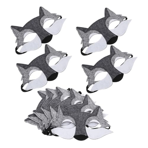 MAJORMENCH 10 Stück Teiliges Halbgesichts wolfsmaske aus Atmungsaktivem Vliesstoff Realistisch Detailliertes Tierkostüm für Halloween Cosplay Maskerade Rollenspiele Geburtstagsfeiern Leicht von MAJORMENCH