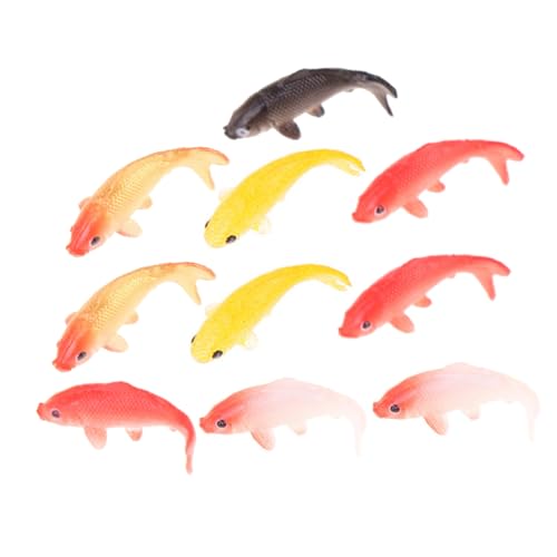 MAJORMENCH 10 Stück Teiliges Mini Fancy Koi Modell Bunte Miniatur Fische Dekofiguren Realistische Simulation für Puppenhäuser Aquarium Zubehör Lebendige Tisch und Festdeko von MAJORMENCH