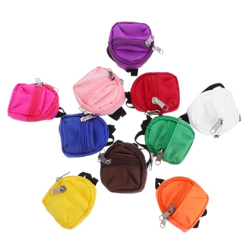 MAJORMENCH 10 Stück Teiliges Miniatur Puppen Rucksäcke mit Reißverschluss Leichte Mini Taschen für Mädchen Sicheres Material Fantasievolles Rollenspiel für Puppenzubehör und Ausflüge von MAJORMENCH