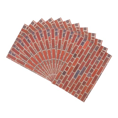 MAJORMENCH 12 Blatt Puppenhaus Selbstklebend Rote Stein Wandverkleidung Miniatur Wanddekor für DIY Puppenhausgestaltung Hintergrund von MAJORMENCH