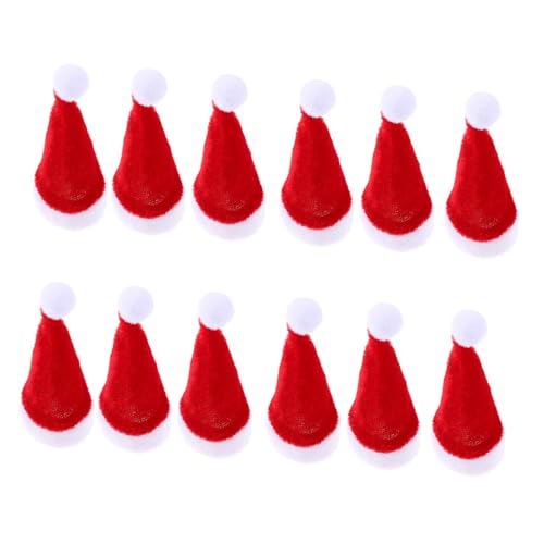 MAJORMENCH 12 Stück Mini Weihnachtsmannmütze Ornamente Dekorationen Weihnachtsparty Zubehör Zuckerstange Weihnachtszubehör Dekorativer Kleiner Hut Miniatur Flasche von MAJORMENCH