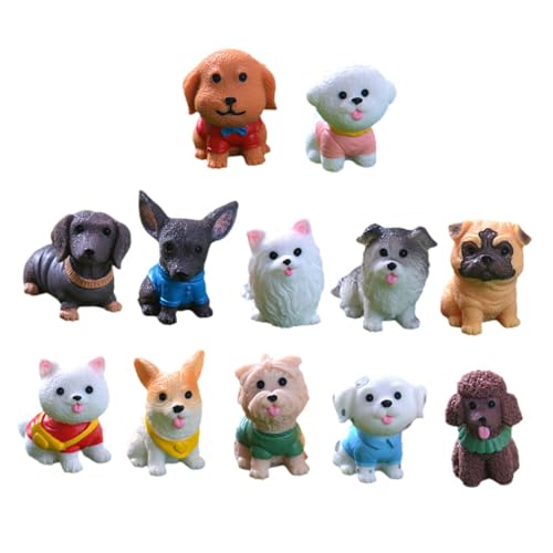 MAJORMENCH 12 Stück Teiliges Mini Hund Figuren aus Langlebigem Harz Realistische Welpen Dekoration Stabile Mikro Landschaft Tierfiguren für Garten Tisch oder Schrank Vielseitig Einsetzbar von MAJORMENCH