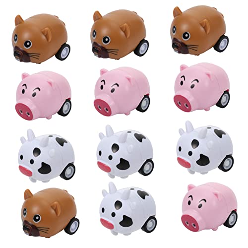 MAJORMENCH 12 Stück Teiliges Mini Spielzeugauto Set für Reibungsbetriebene Pull Back Fahrzeuge in Bunten Tierdesigns Batteriefrei Umweltfreundlich für Jungen und Mädchen Sammeln von MAJORMENCH
